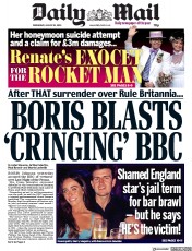 Daily Mail () Newspaper Front Page for 26 August 2020