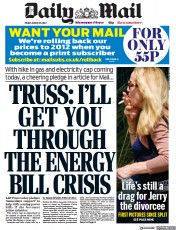 Daily Mail () Newspaper Front Page for 26 August 2022