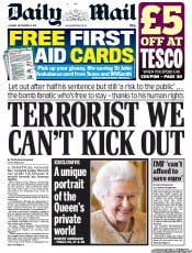 Daily Mail () Newspaper Front Page for 26 September 2011
