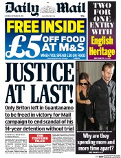 Daily Mail () Newspaper Front Page for 26 September 2015