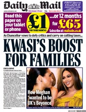 Daily Mail () Newspaper Front Page for 26 September 2022