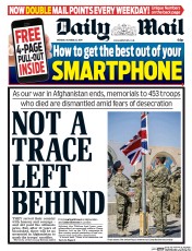 Daily Mail () Newspaper Front Page for 27 October 2014