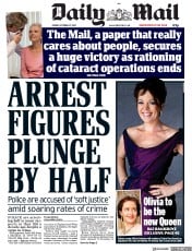 Daily Mail () Newspaper Front Page for 27 October 2017