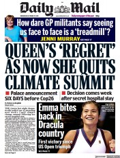 Daily Mail () Newspaper Front Page for 27 October 2021