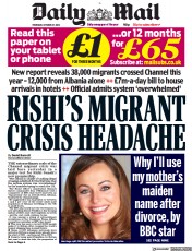 Daily Mail () Newspaper Front Page for 27 October 2022