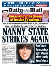 Daily Mail () Newspaper Front Page for 27 December 2017