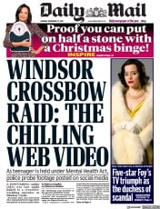 Daily Mail () Newspaper Front Page for 27 December 2021