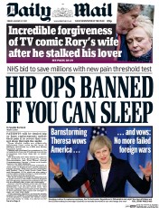 Daily Mail () Newspaper Front Page for 27 January 2017
