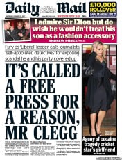 Daily Mail () Newspaper Front Page for 27 February 2013