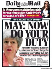 Daily Mail () Newspaper Front Page for 27 February 2019