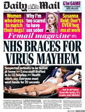 Daily Mail () Newspaper Front Page for 27 February 2020