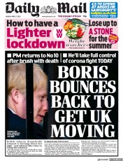 Daily Mail () Newspaper Front Page for 27 April 2020