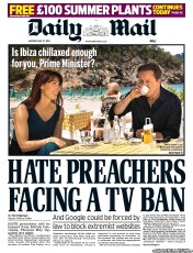 Daily Mail () Newspaper Front Page for 27 May 2013