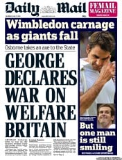Daily Mail () Newspaper Front Page for 27 June 2013