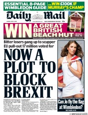 Daily Mail () Newspaper Front Page for 27 June 2016
