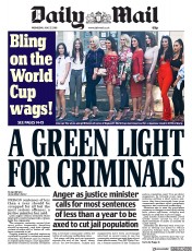Daily Mail () Newspaper Front Page for 27 June 2018