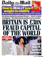 Daily Mail () Newspaper Front Page for 27 June 2022