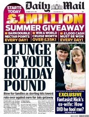 Daily Mail () Newspaper Front Page for 27 July 2019