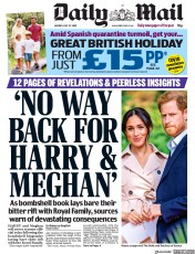Daily Mail () Newspaper Front Page for 27 July 2020