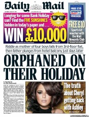 Daily Mail () Newspaper Front Page for 27 August 2011