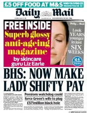 Daily Mail () Newspaper Front Page for 27 August 2016