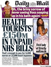 Daily Mail () Newspaper Front Page for 27 August 2019