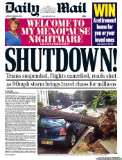 Daily Mail () Newspaper Front Page for 28 October 2013