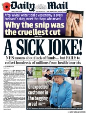 Daily Mail () Newspaper Front Page for 28 October 2016