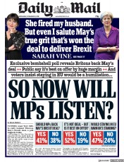 Daily Mail () Newspaper Front Page for 28 November 2018