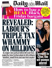 Daily Mail () Newspaper Front Page for 28 November 2019