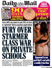 Daily Mail () Newspaper Front Page for 28 November 2022