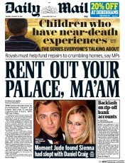 Daily Mail () Newspaper Front Page for 28 January 2014
