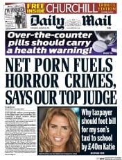 Daily Mail () Newspaper Front Page for 28 January 2015