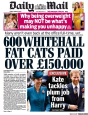 Daily Mail () Newspaper Front Page for 28 January 2022
