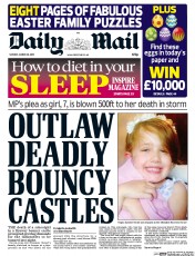 Daily Mail () Newspaper Front Page for 28 March 2016