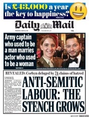Daily Mail () Newspaper Front Page for 28 March 2018