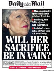 Daily Mail () Newspaper Front Page for 28 March 2019