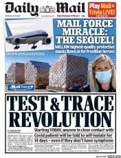 Daily Mail () Newspaper Front Page for 28 May 2020