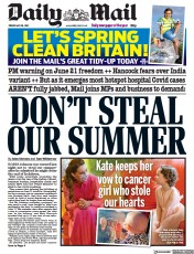 Daily Mail () Newspaper Front Page for 28 May 2021
