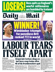 Daily Mail () Newspaper Front Page for 28 June 2016