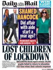 Daily Mail () Newspaper Front Page for 28 June 2021