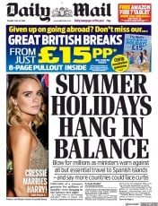 Daily Mail () Newspaper Front Page for 28 July 2020