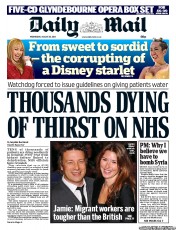 Daily Mail () Newspaper Front Page for 28 August 2013