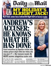Daily Mail () Newspaper Front Page for 28 August 2019