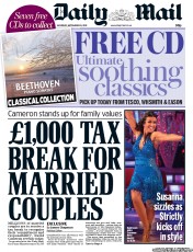 Daily Mail () Newspaper Front Page for 28 September 2013
