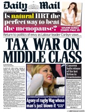 Daily Mail () Newspaper Front Page for 28 September 2015
