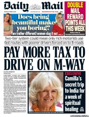Daily Mail () Newspaper Front Page for 29 October 2012