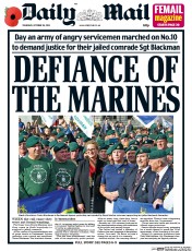 Daily Mail () Newspaper Front Page for 29 October 2015