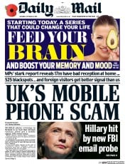 Daily Mail () Newspaper Front Page for 29 October 2016