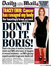 Daily Mail () Newspaper Front Page for 29 October 2020